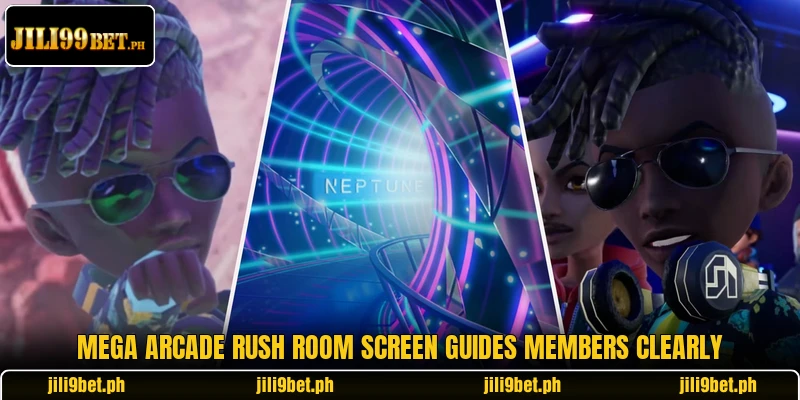 Mega Arcade Rush room screen guides members clearly Mega Arcade Rush room screen guides members clearly